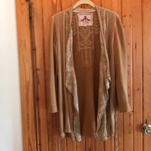 Johnny Was tan cotton coat with stitching